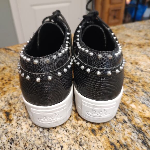 Stylish Ash Krush Black Snakeskin Crocodile Style Studded Sneakers Sz 38 US 7.5 - Picture 10 of 13